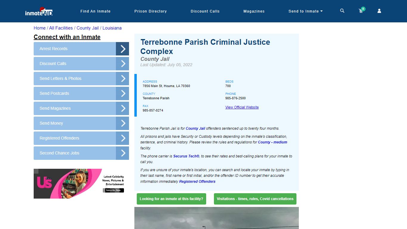 Terrebonne Parish Criminal Justice Complex - Inmate Locator - Houma, LA